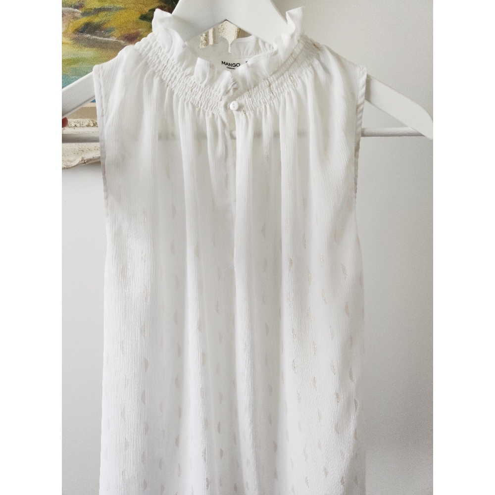 MANGO frill collar sleeveless top gold half moons